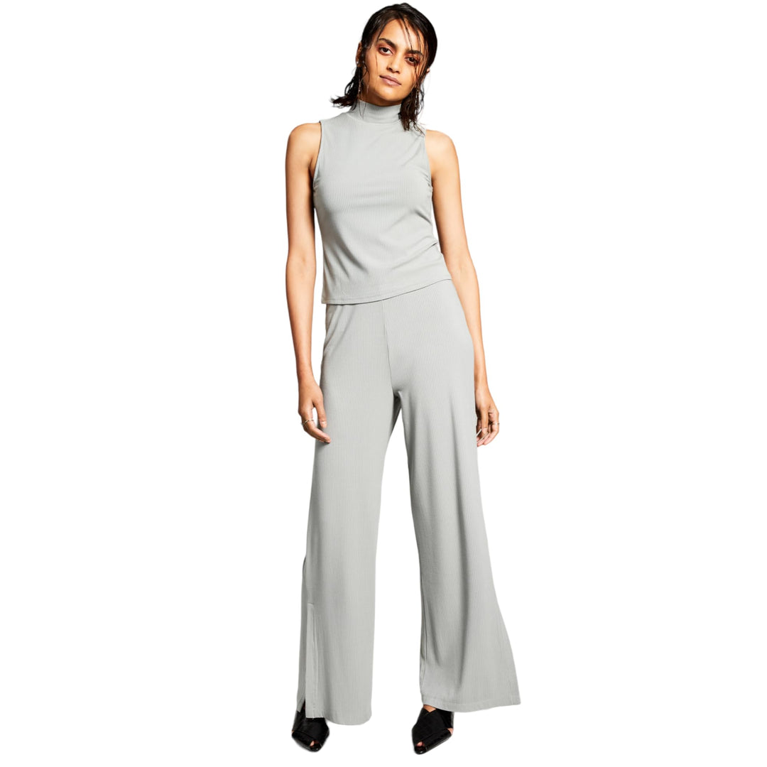 Now This Womens Ribbed Wide Leg Pants