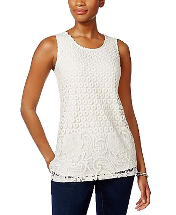 Charter Club Petite Mixed Lace Top