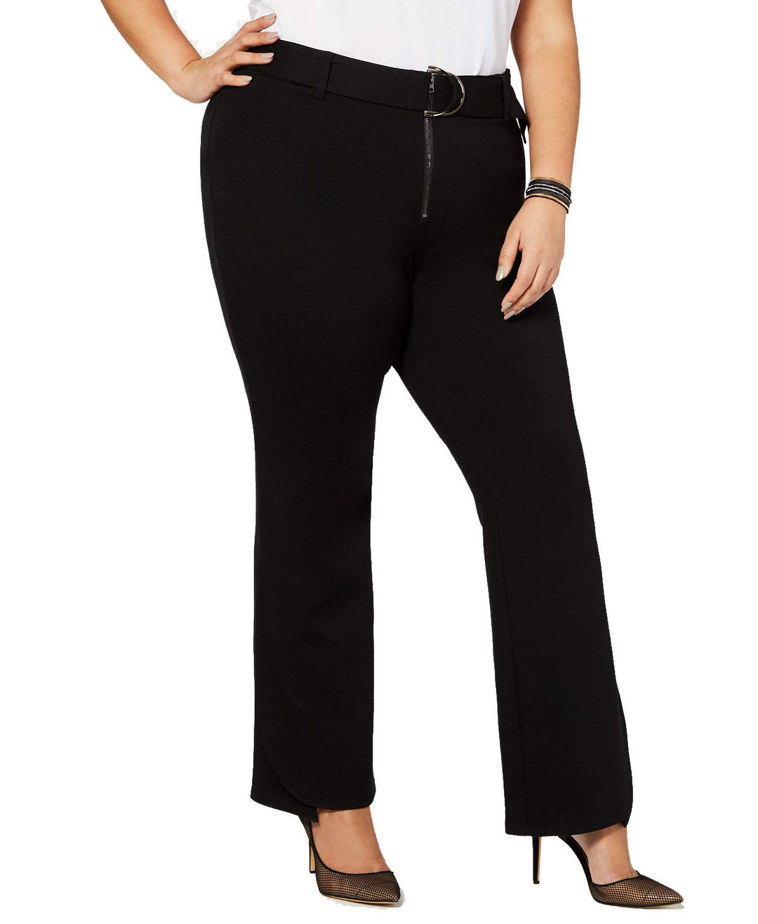 I.N.C. Petite Plus Size Belted Ponte Bootcut Pants