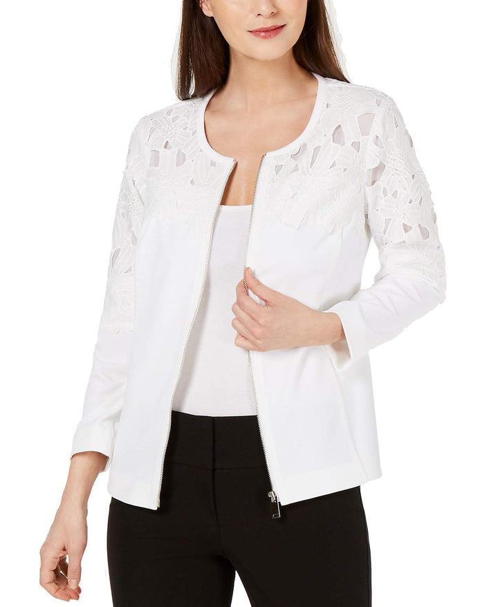 Zip-Front Crochet Jacket