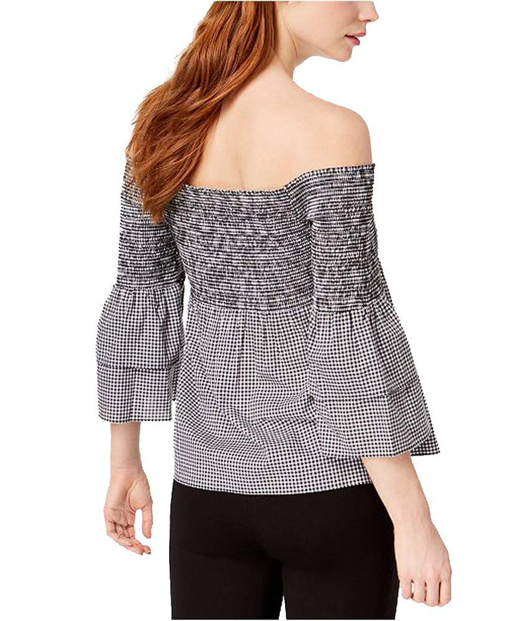 Bar III Off The Shoulder Gingham Top