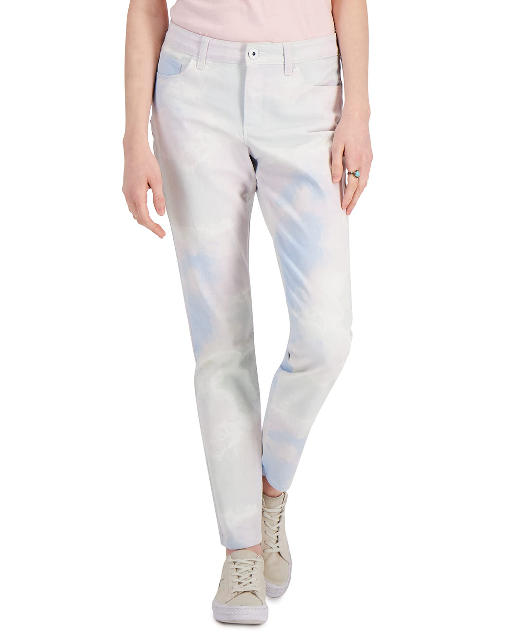 Style & Co Petite Tie Dyed Mid Rise Curvy Skinny Jeans