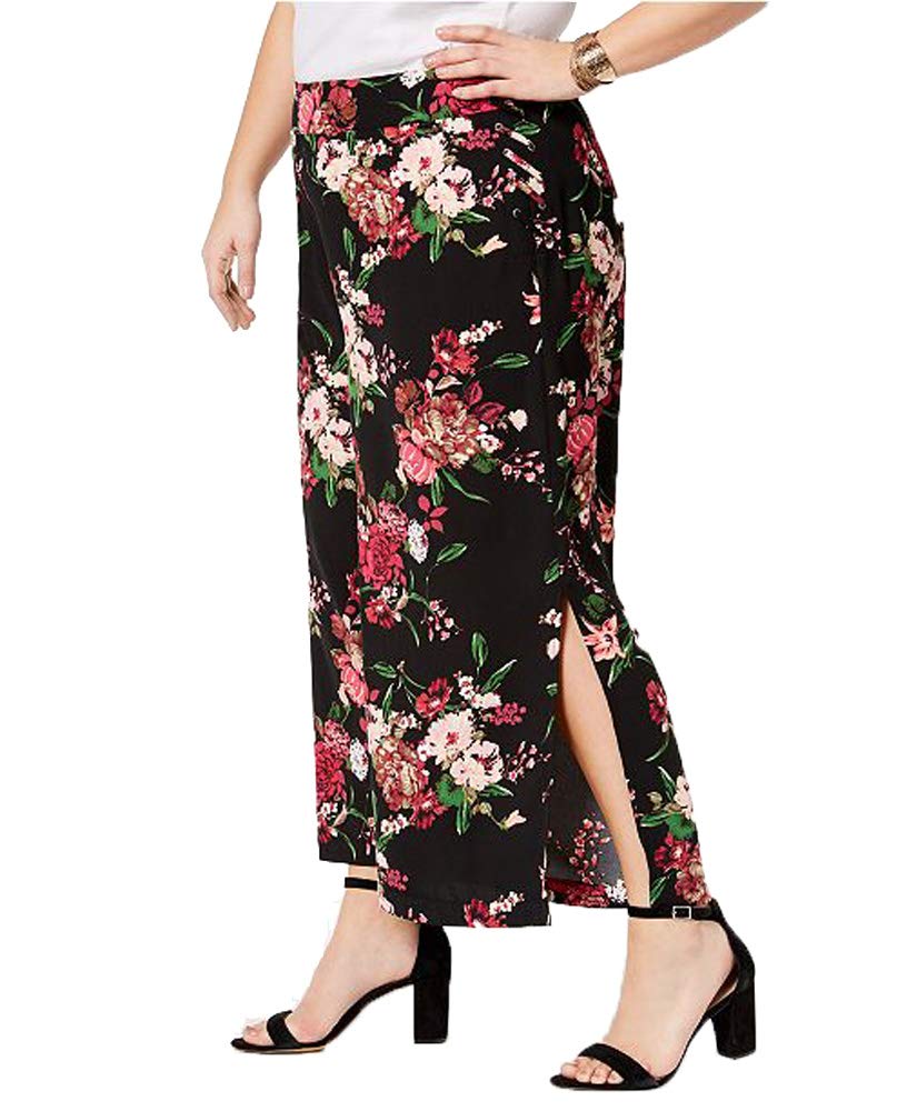 Plus Size Printed Cropped Wide Leg Pants