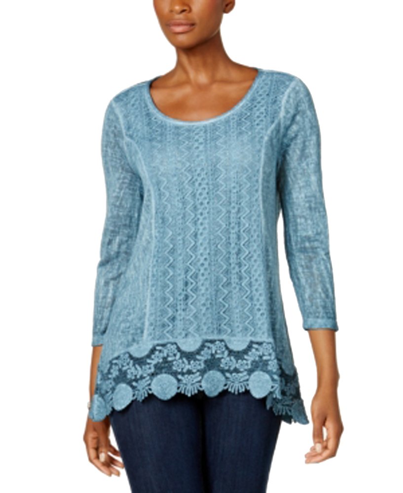 Style & Co Crochet Hem Top