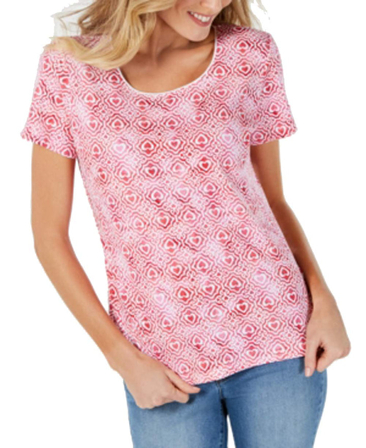 Karen Scott Printed Scoop Neck T-Shirt