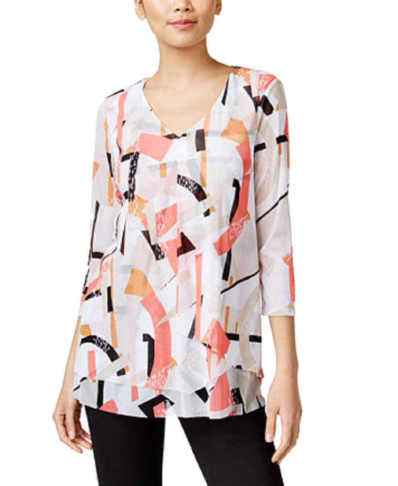 Alfani Petite Printed Layered Look Top