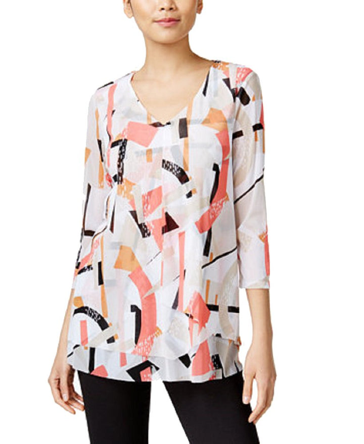 Alfani Petite Printed Layered Look Top