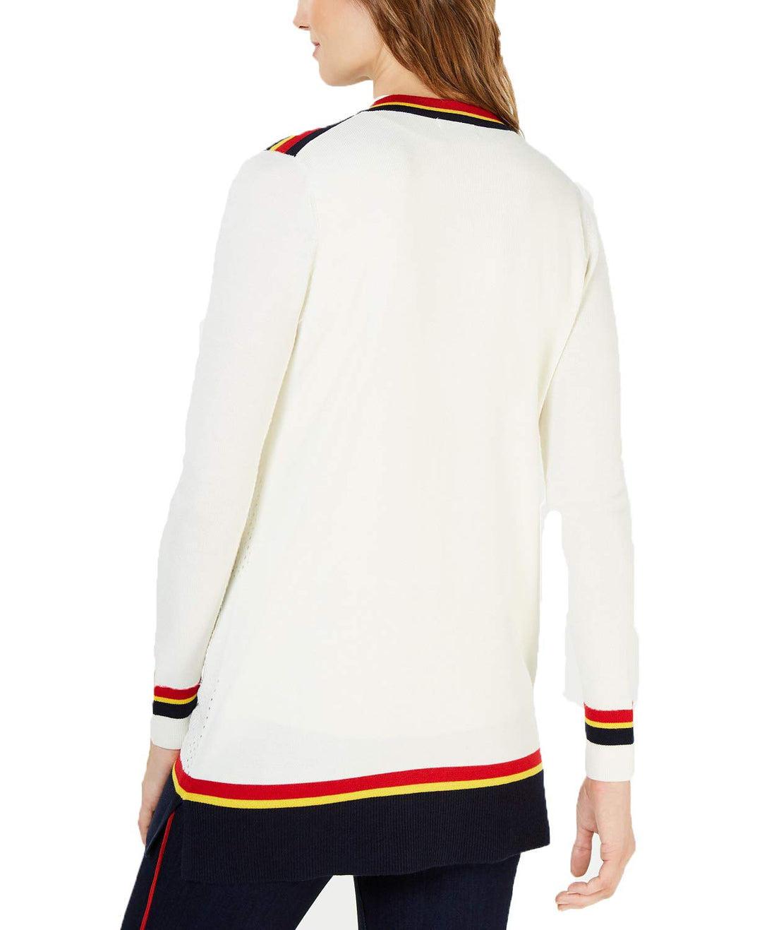 Varsity-Stripe Cardigan Sweater