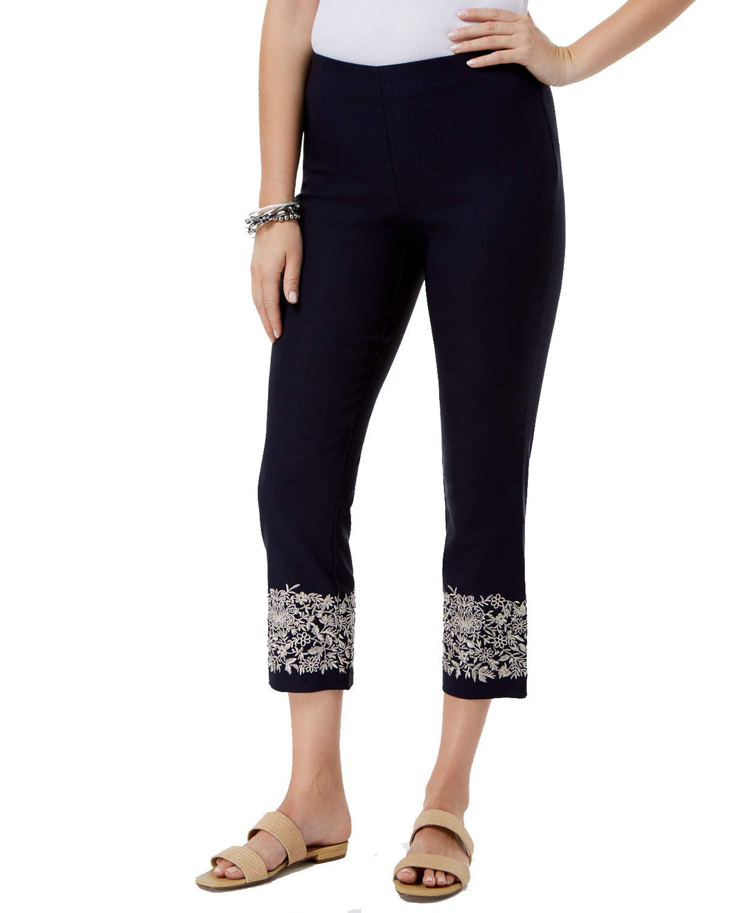 Charter Club Tummy Control Embroidered Capri Pants