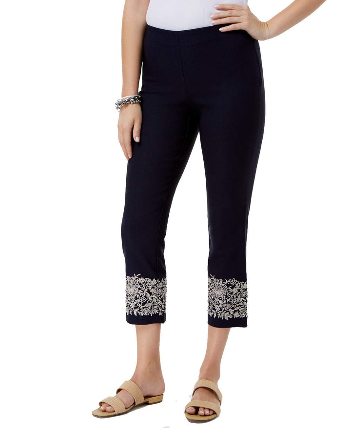 Charter Club Tummy Control Embroidered Capri Pants