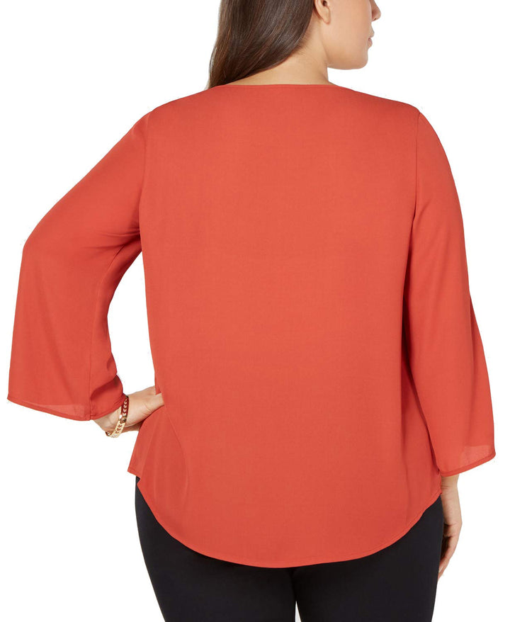 JM Collection Plus Size Lace Up Top