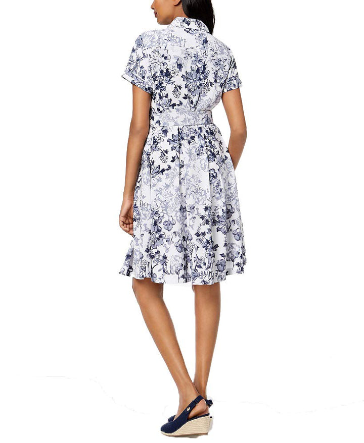 Charter Club Petite Printed Belted Shirtdress