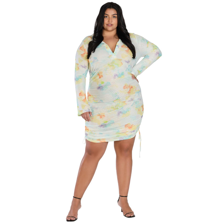 Nicole Williams English Plus Size Printed Ruched Dress
