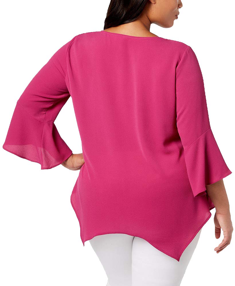 NY Collection Plus Size Pleated Handkerchief Hem Top