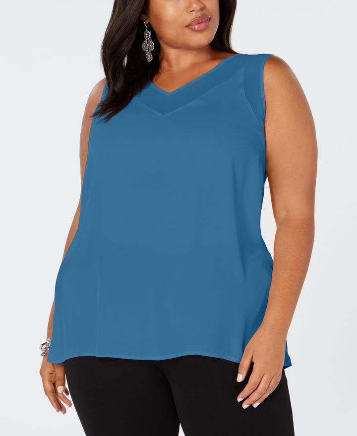 INC Plus Size Sheer-Trim Tank