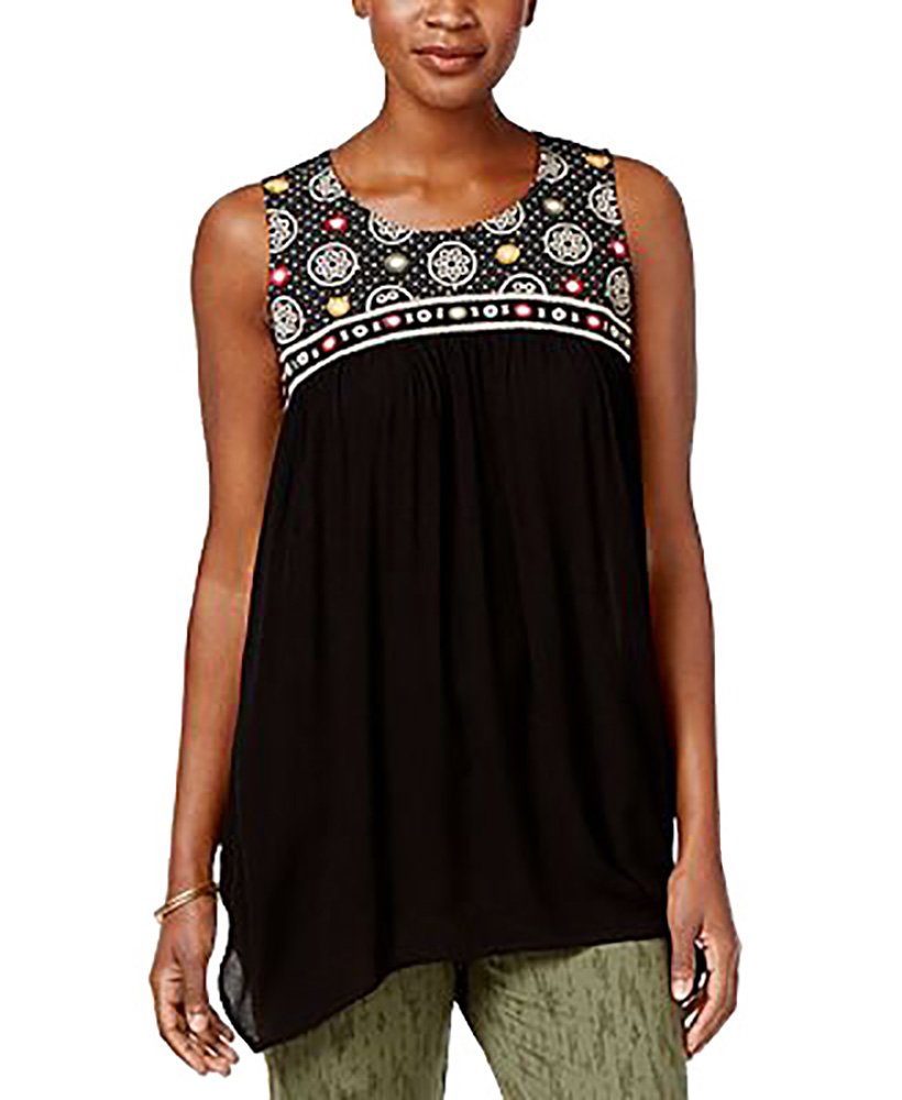 Style & Co Embroidered Handkerchief Hem Tunic