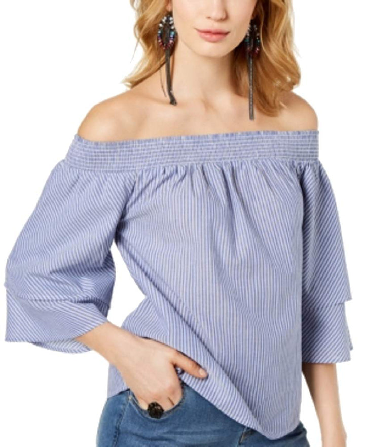 Cotton Striped Off The Shoulder Top