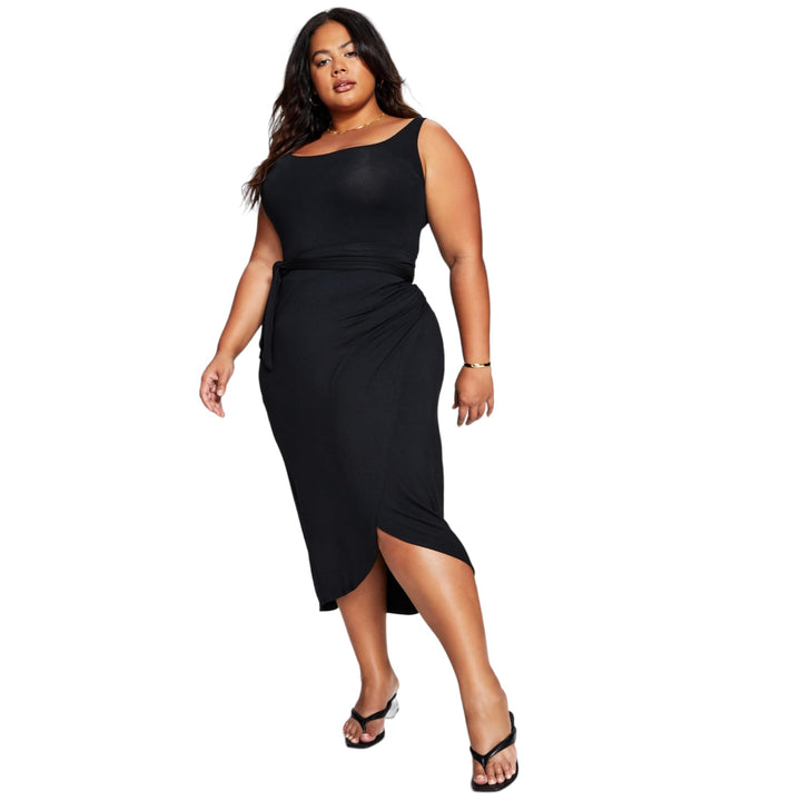 Now This Trendy Plus Size Side Tie Midi Dress