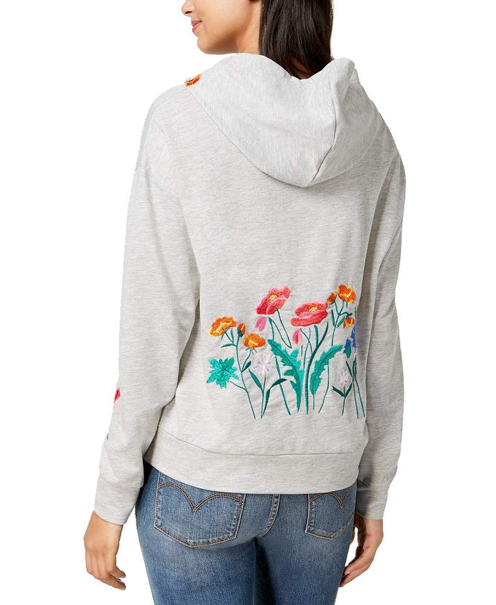 Almost Famous Juniors Floral Embroidered Hoodie