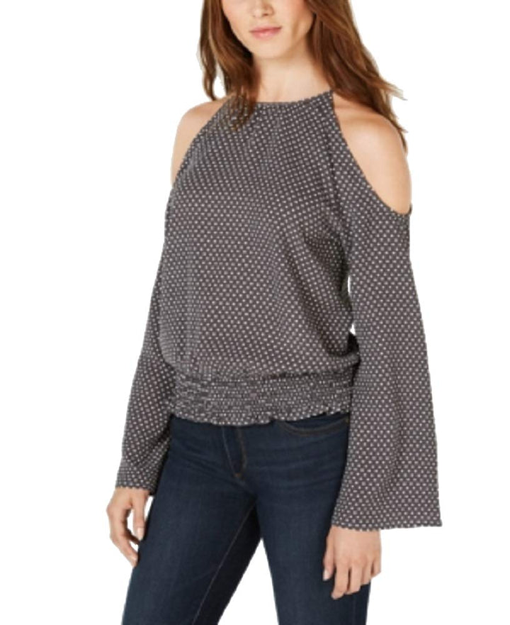 Printed Cold-Shoulder Top