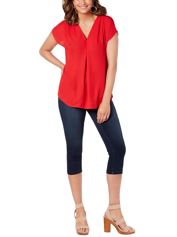 Inverted-Pleat V-Neck Top