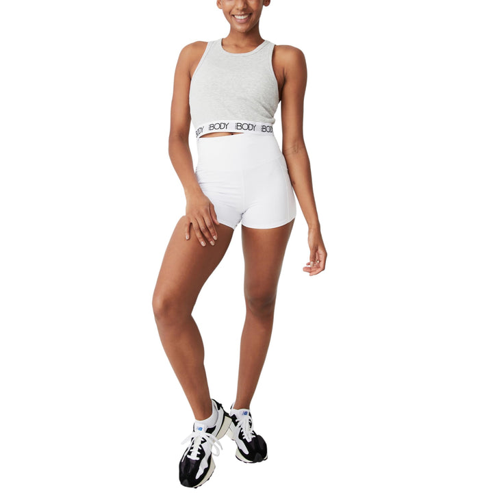 Womens Rib Racer Crop Tank Top