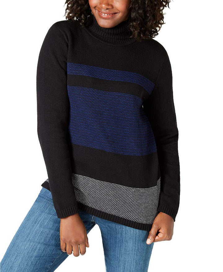 Karen Scott Cotton Printed Turtleneck Sweater