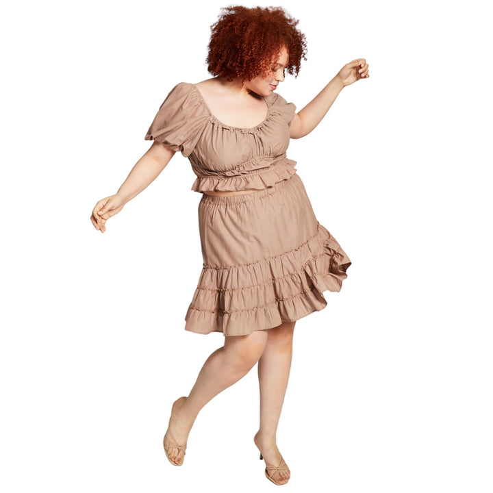 Now This Trendy Plus Size Cotton Tiered Skirt