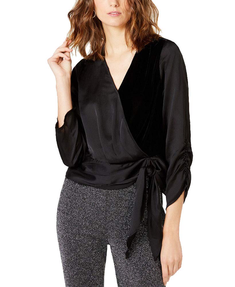Petite Velvet Wrap Top
