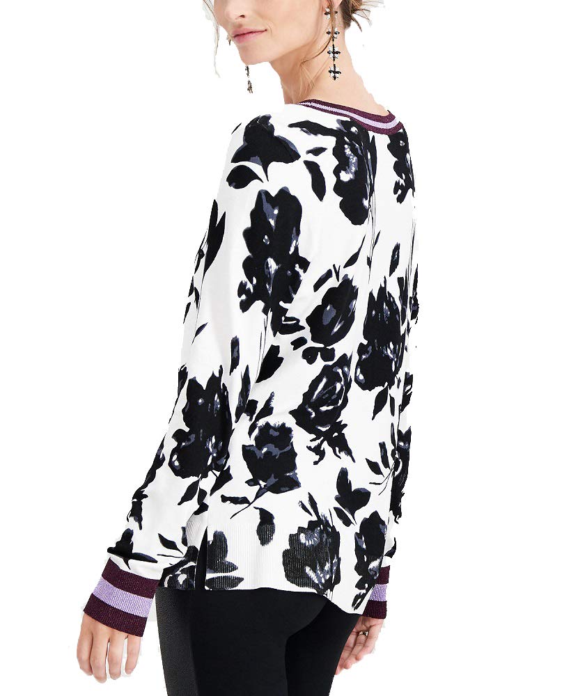 Floral Varsity Stripe Pullover Sweater