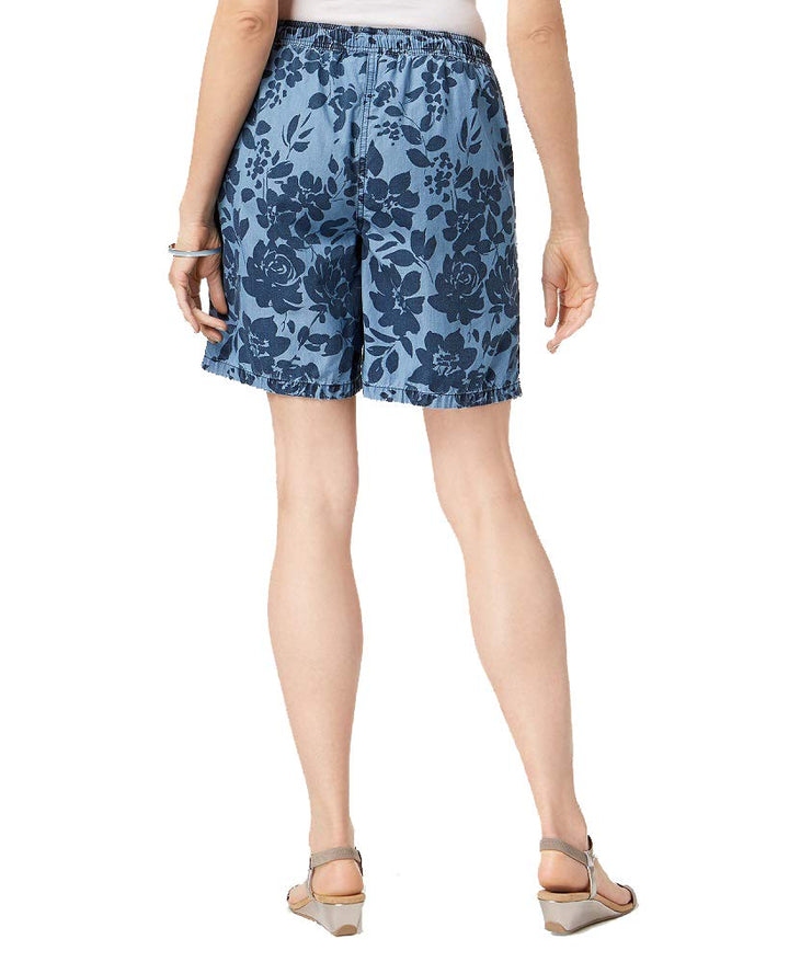 Karen Scott Petite Printed Chambray Shorts