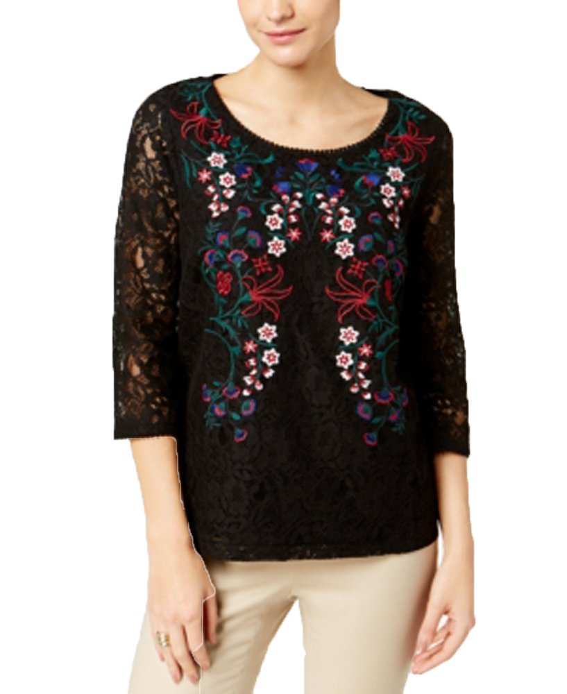 Charter Club Embroidered Lace Top