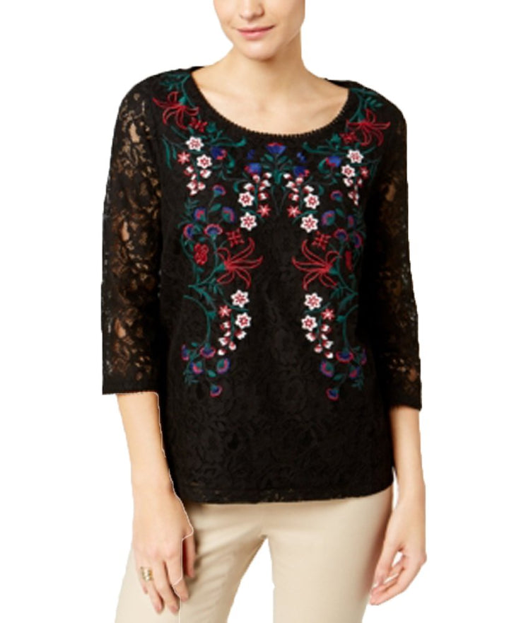 Charter Club Embroidered Lace Top