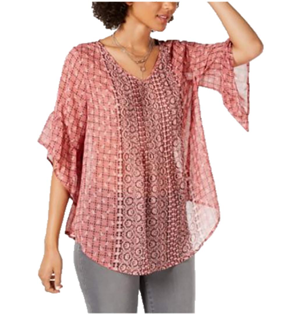 Retro Scarf-Print Pintuck-Pleat Top