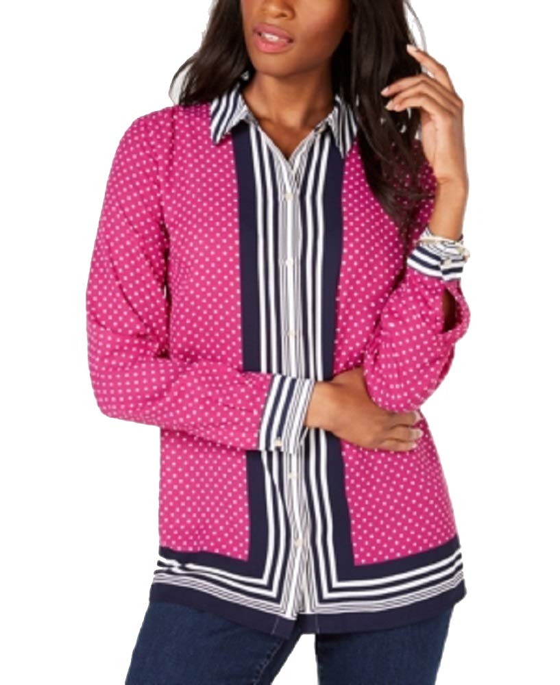 Charter Club Border Stripe Dot Print Blouse