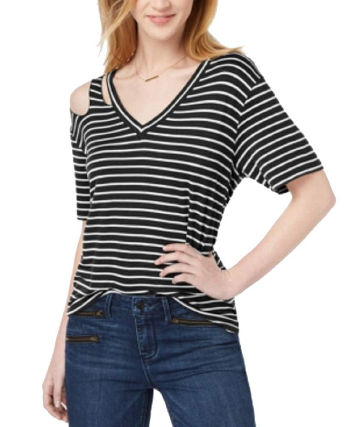 Juniors' Striped Cutout T-Shirt