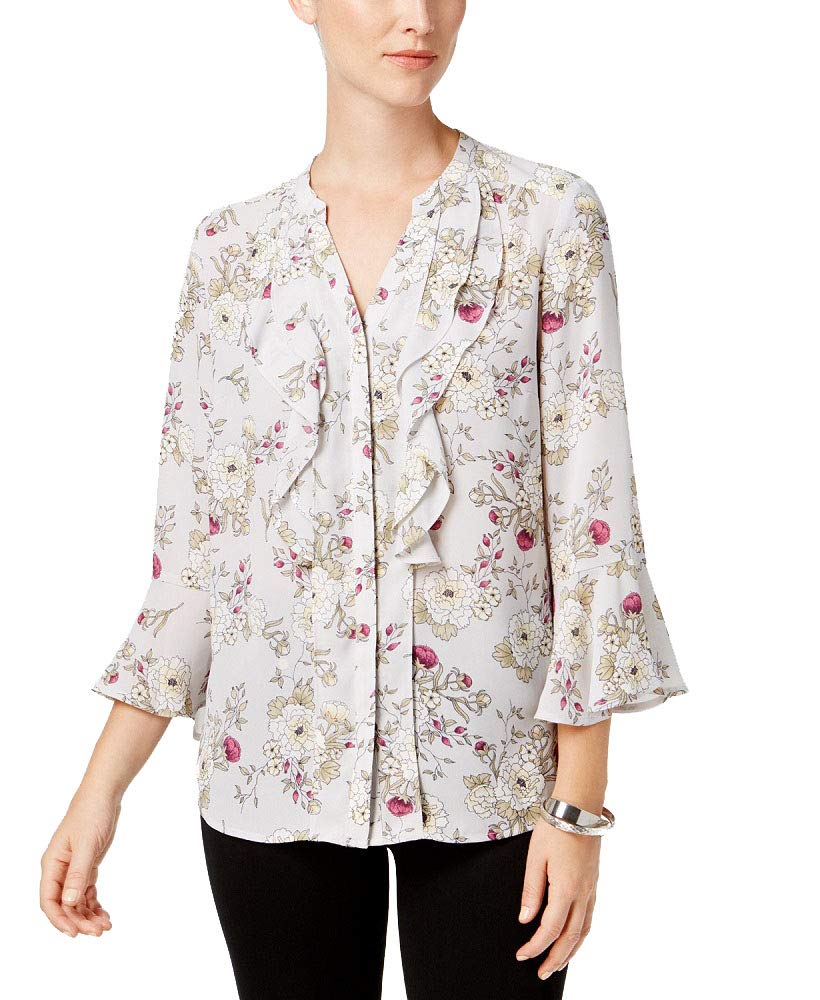 Charter Club Petite Ruffled Split Neck Top