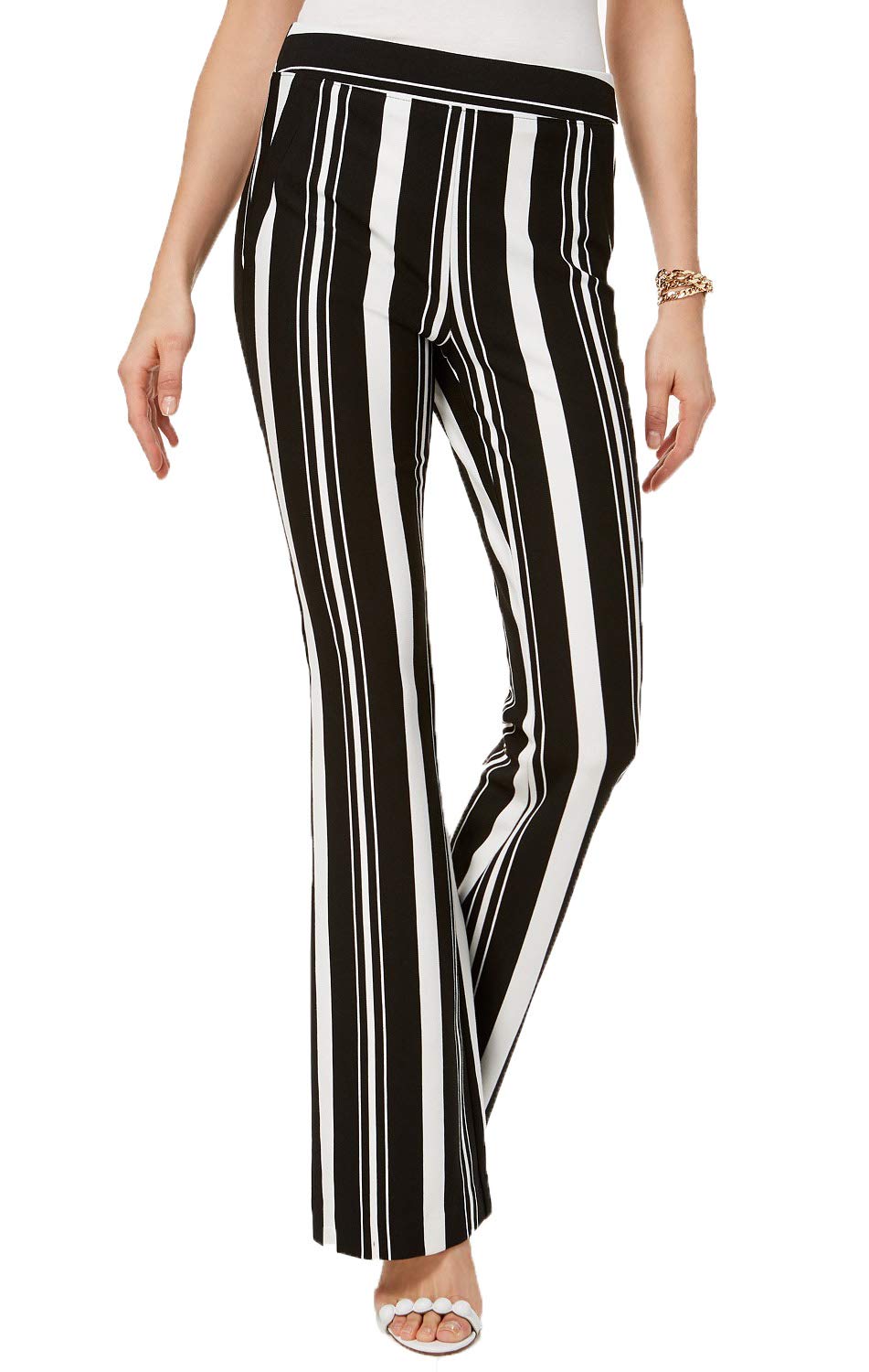 Curvy Striped Ponte Knit Bootcut Pants