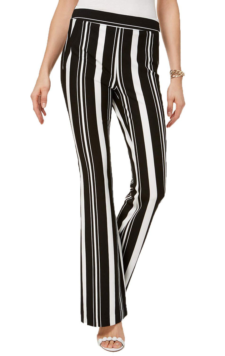 Curvy Striped Ponte Knit Bootcut Pants
