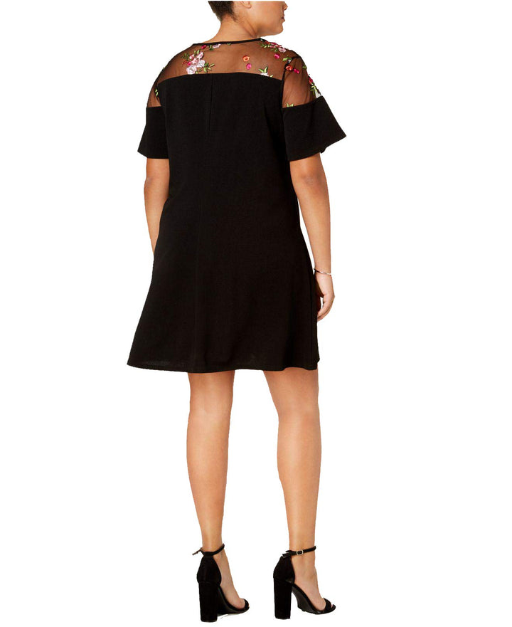 Say What Trendy Plus Size Embroidered Illusion Dress