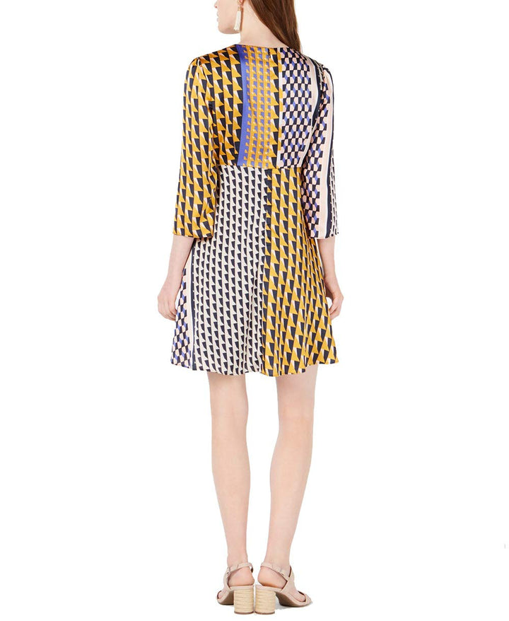 Geo-Print Twist-Front Dress