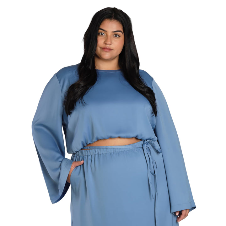 Nicole Williams English Plus Size Satin Crop Top