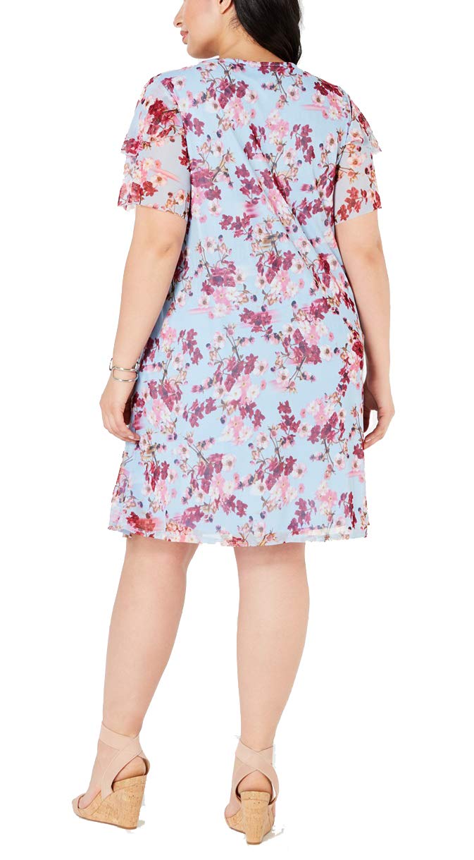 Plus Size Printed Ruffled-Sleeve Dress