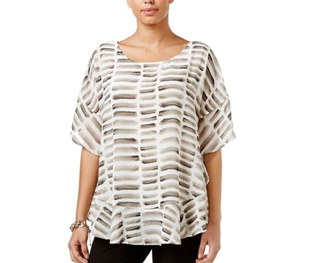 Alfani Petite Printed Flounced Poncho Top