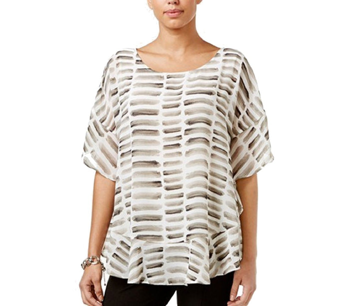 Alfani Petite Printed Flounced Poncho Top