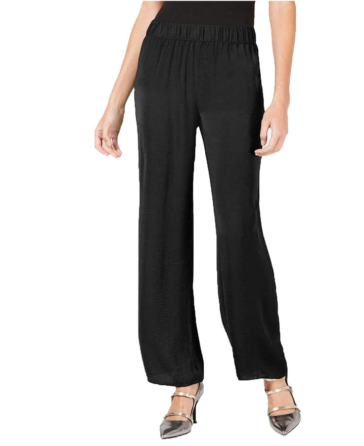 Smocked-Waist Washed-Satin Pants