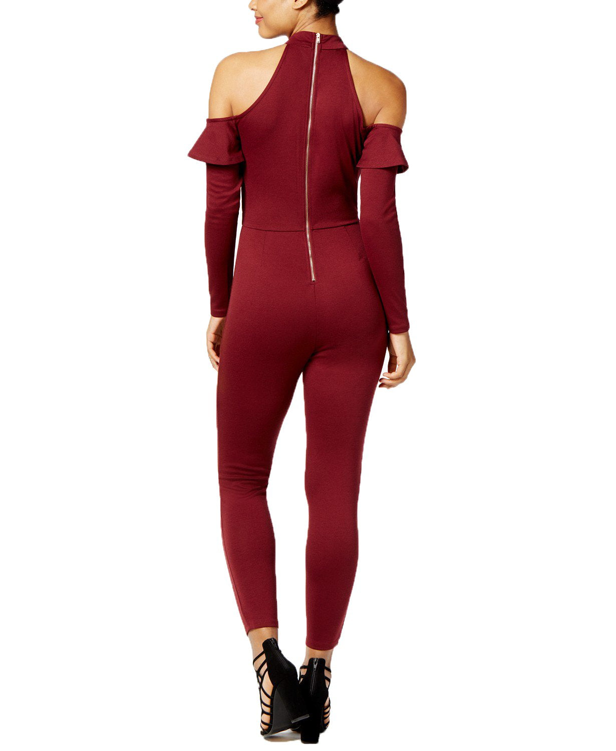 Material Girl Juniors Cold Shoulder Ruffled Jumpsuit