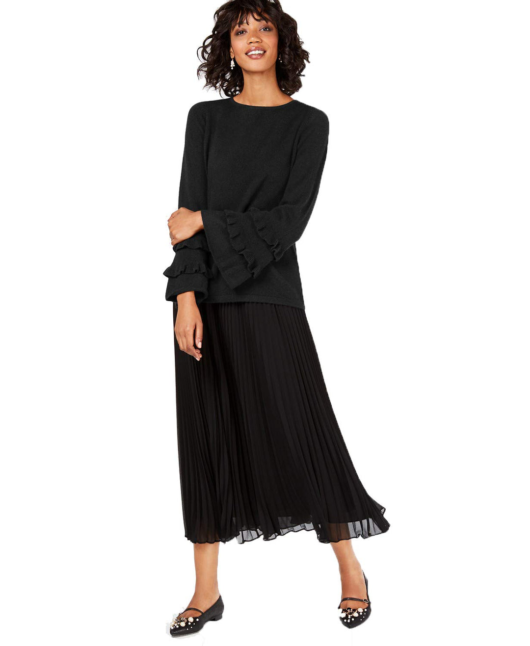 Charter Club Ruffled Pure Cashmere Sweater