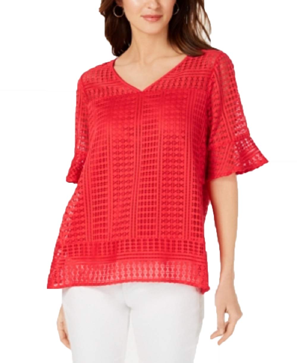Petite Lace Bell-Sleeve Top