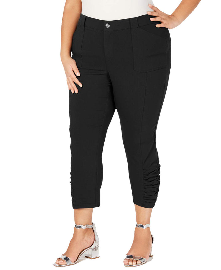 INC Plus & Petite Plus Ruched-Hem Cropped Pants